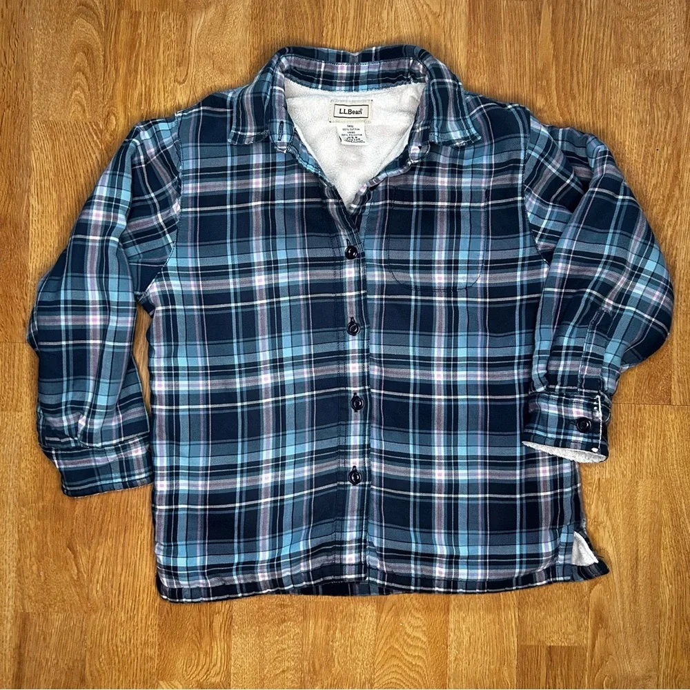 L.L. Bean Multicolor Plaid Fleece-Lined bottom up Shirt jacket